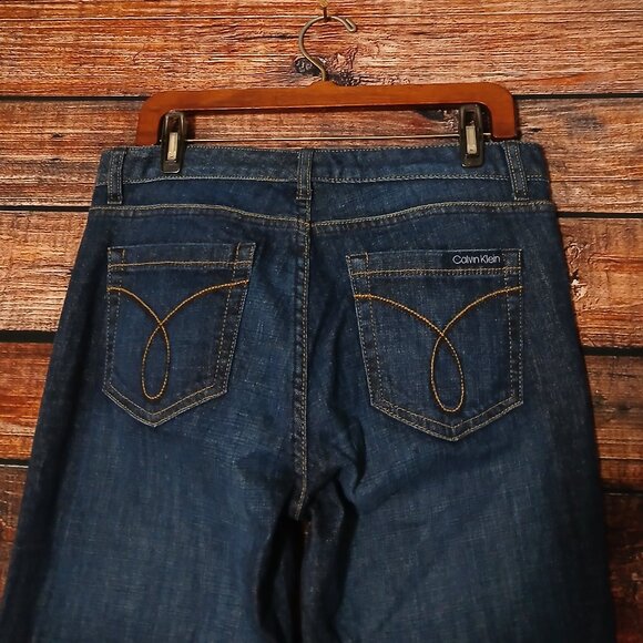 Calvin Klein Vintage Jeans Size 10 Slim Straight Dark Fade Wash Blue Denim - Picture 5 of 8